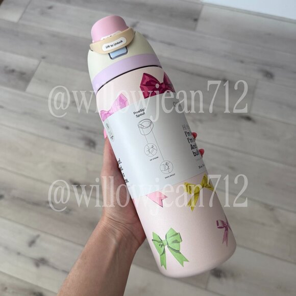 "Girlhood" Pink Bows Owala - 32 oz Freesip - Limited Edition UO Color - Picture 2 of 6